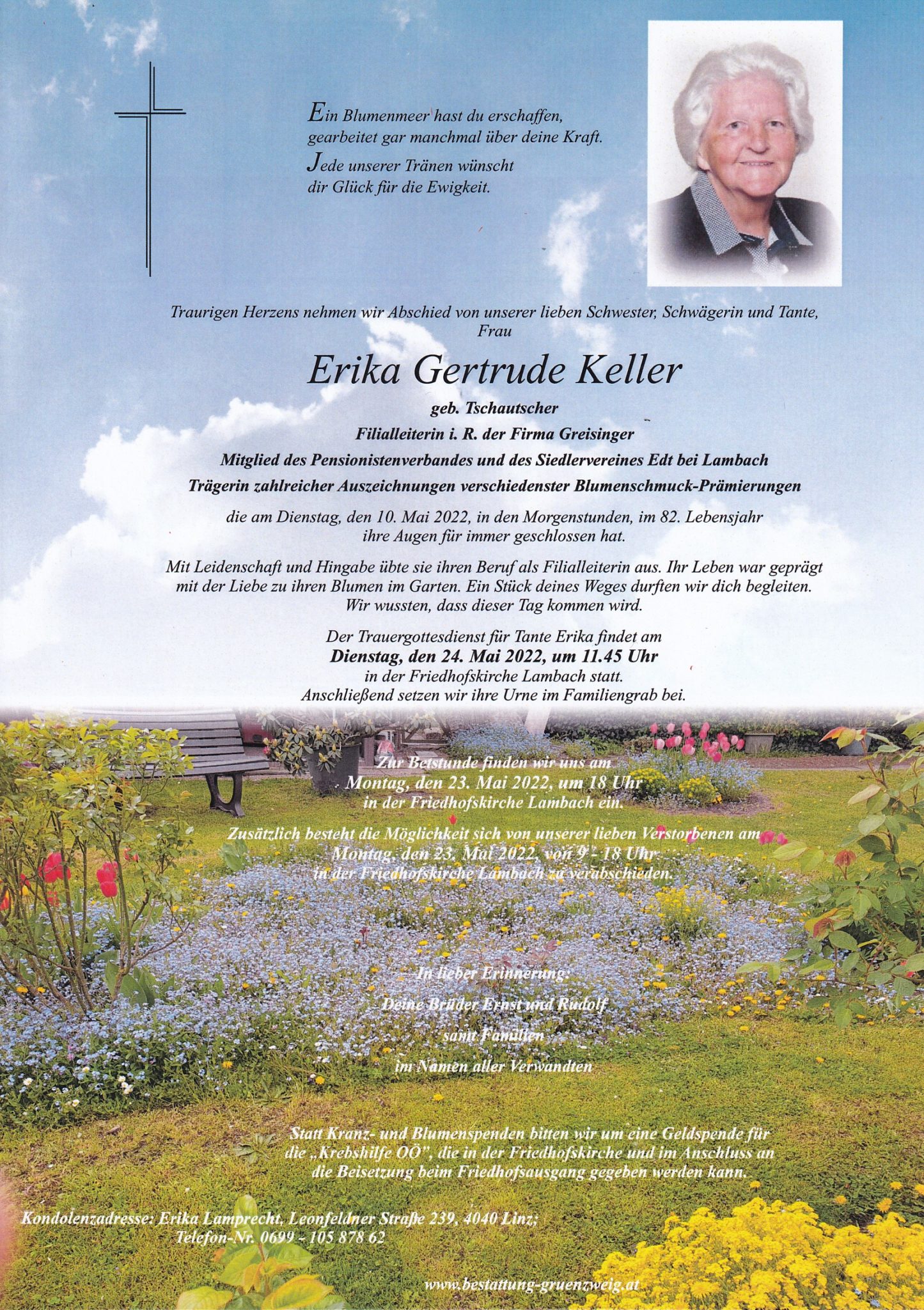 Erika Gertrude Keller Bestattung Grünzweig