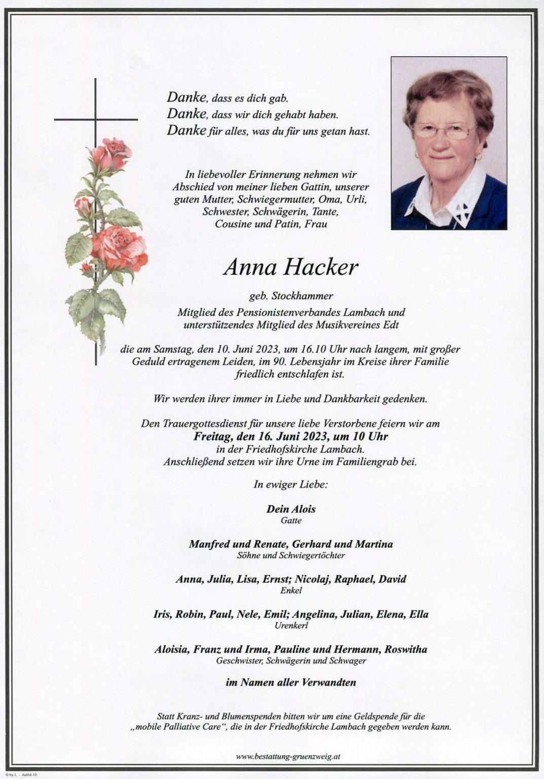 Anna Hacker – Bestattung Grünzweig