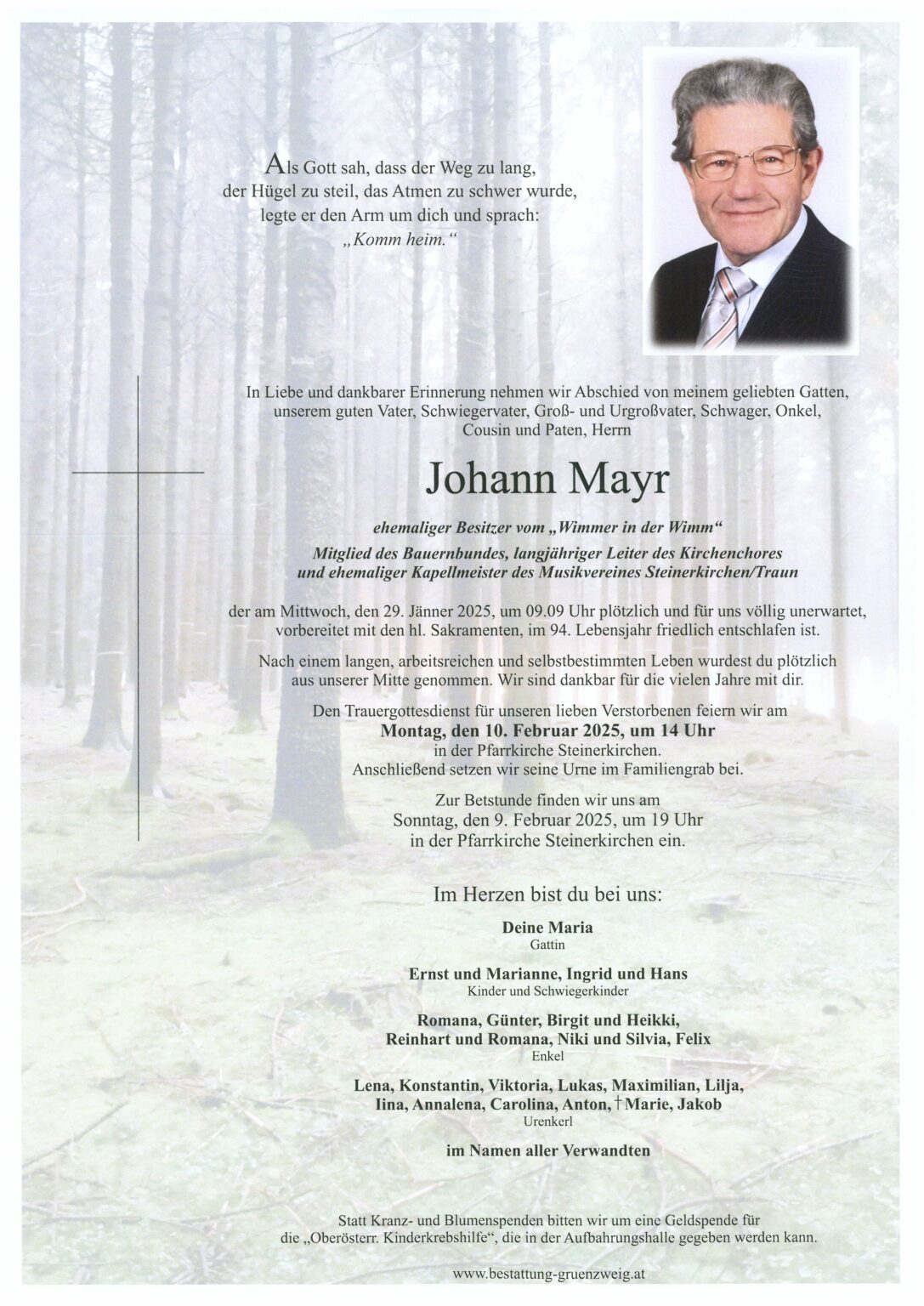 May R Johann Mayr – Bestattung Grünzweig